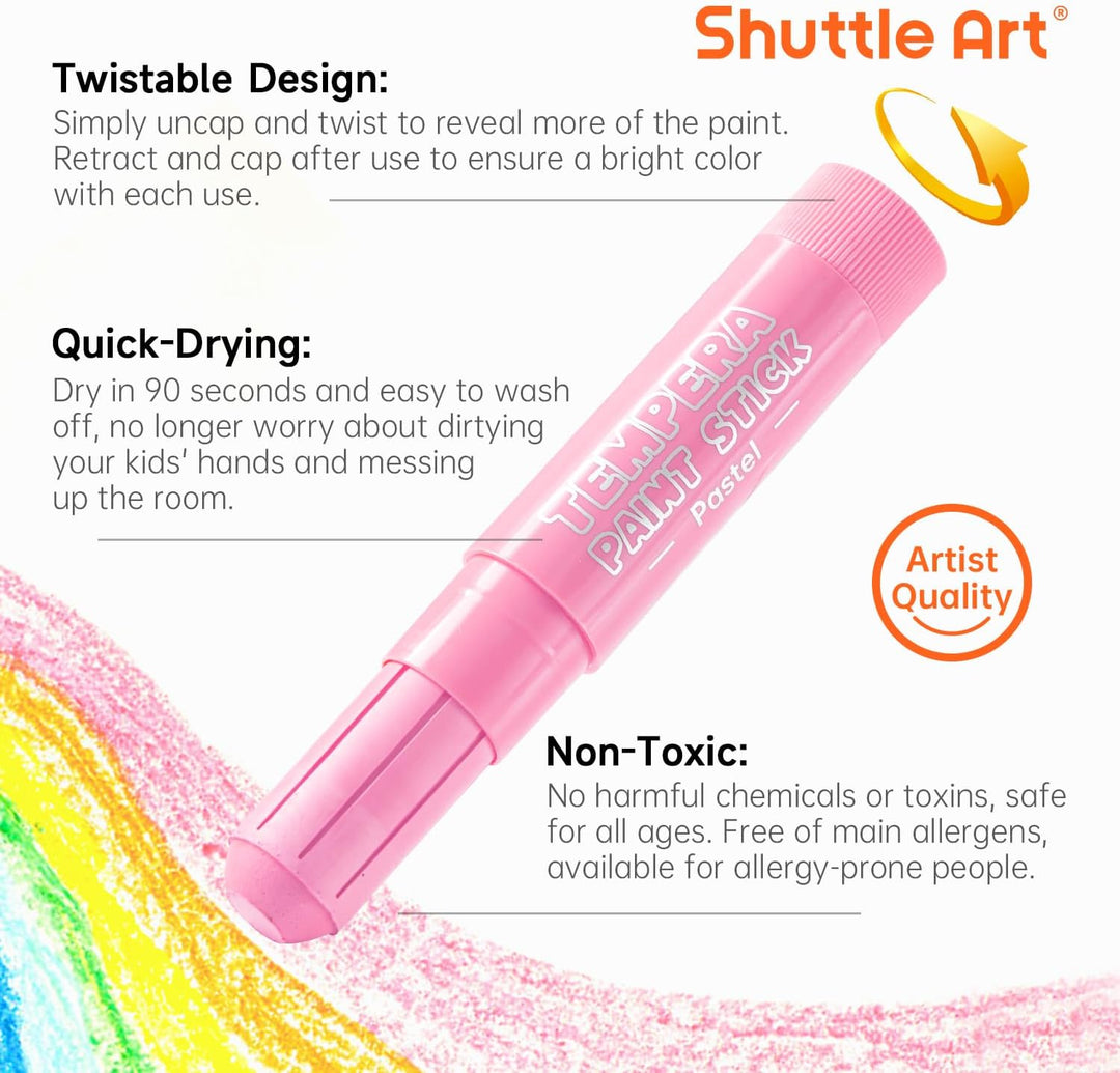 Shuttle Art Tempera Malstifte, 20 pastell feste Tempera Gouache farbstifte für Kinder, schnell trock