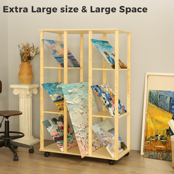 VISWIN Klappbares Holzregal für grosse Drucke - Perfekt für die Anzeige von Leinwand, Kunst, Drucke,