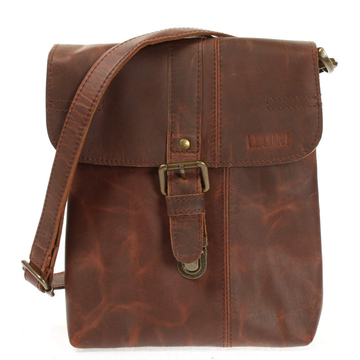 LECONI kleine Umhängetasche Damentasche Herrentasche Ledertasche für Damen + Herren Tasche aus Leder