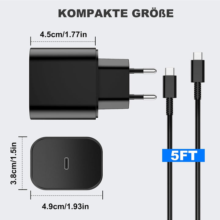 HASACOOL 60W Switch 2 Netzteil mit 1.5M USB C Switch Ladekabel Kompatibel mit OLED/Lite/Deck Dock/iP