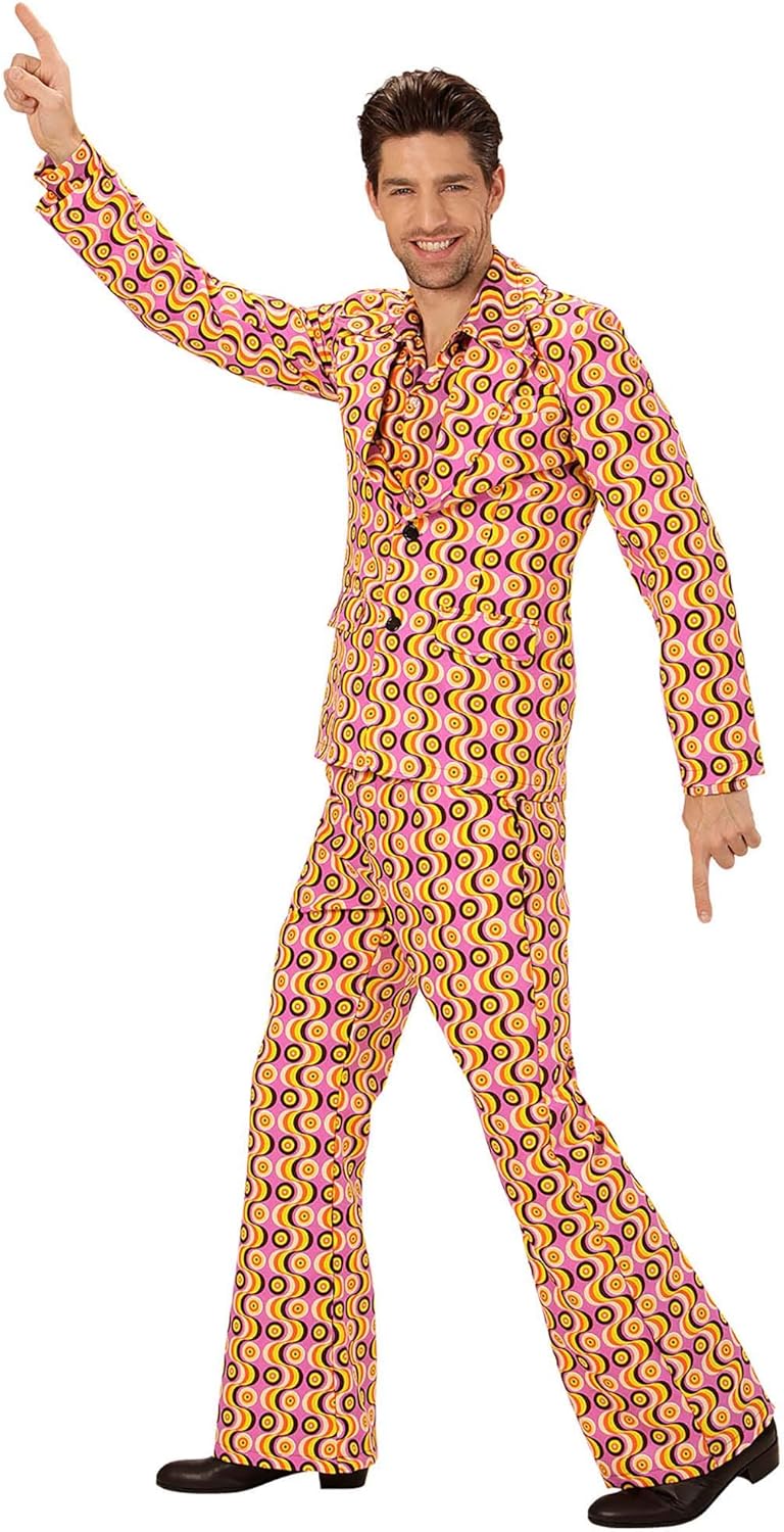 W WIDMANN MILANO Party Fashion - Kostüm 70er Jahre Anzug, Jackett und Hose, Hippie, Reggae, Flower P