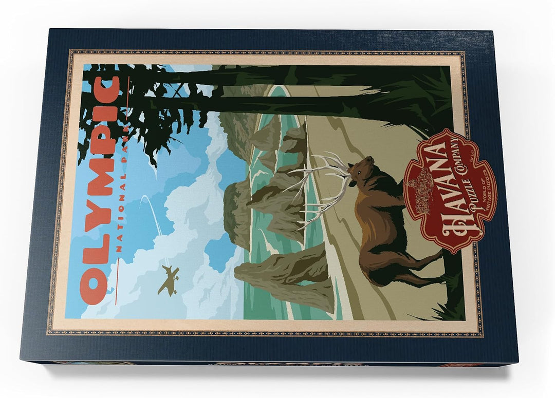 Olympic National Park - Wapiti at Ruby Beach, Vintage Travel Poster - Premium 1000 Teile Puzzle - My