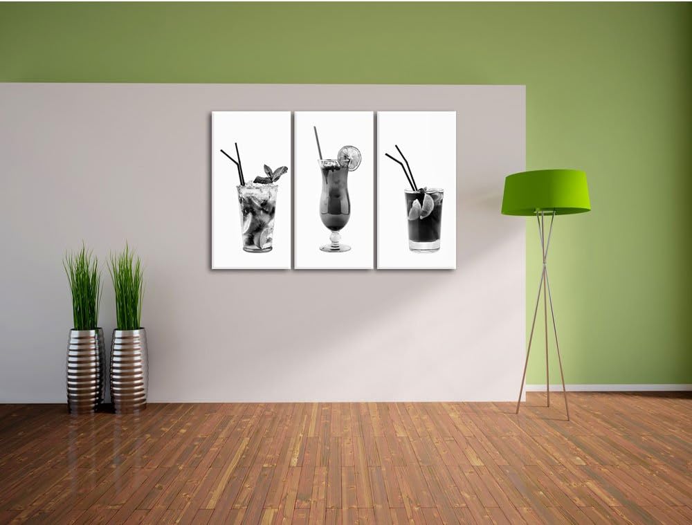 Pixxprint fruchtig frische Cocktails als Leinwandbild/Grösse: 3 Teilig (120x80) cm/Wandbild/Kunstdru