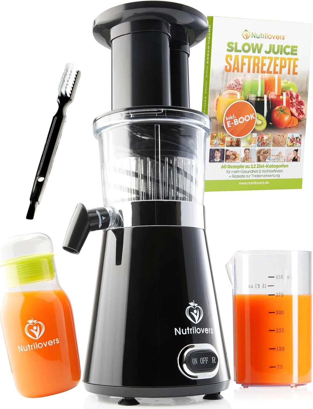 NUTRI-PRESS Slow Juicer Entsafter - BPA-frei | Elektrische Obst & Gemüse Saftpresse | BPA-Frei | Ger