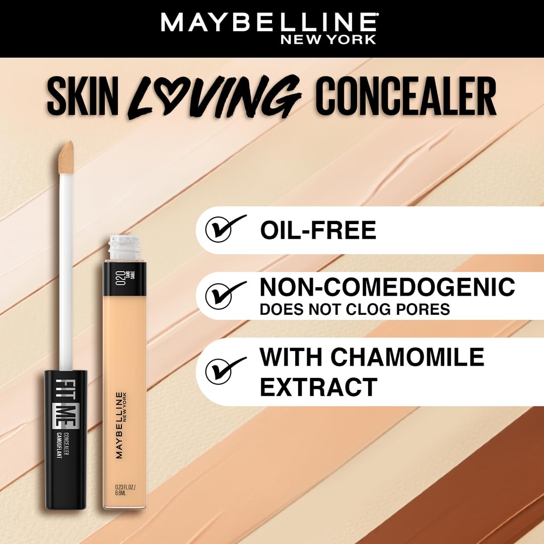 Maybelline New York Abdeckstift, Fit Me! Concealer, Für makellose Haut, Alle Hauttypen, Nr. 20 Sand,