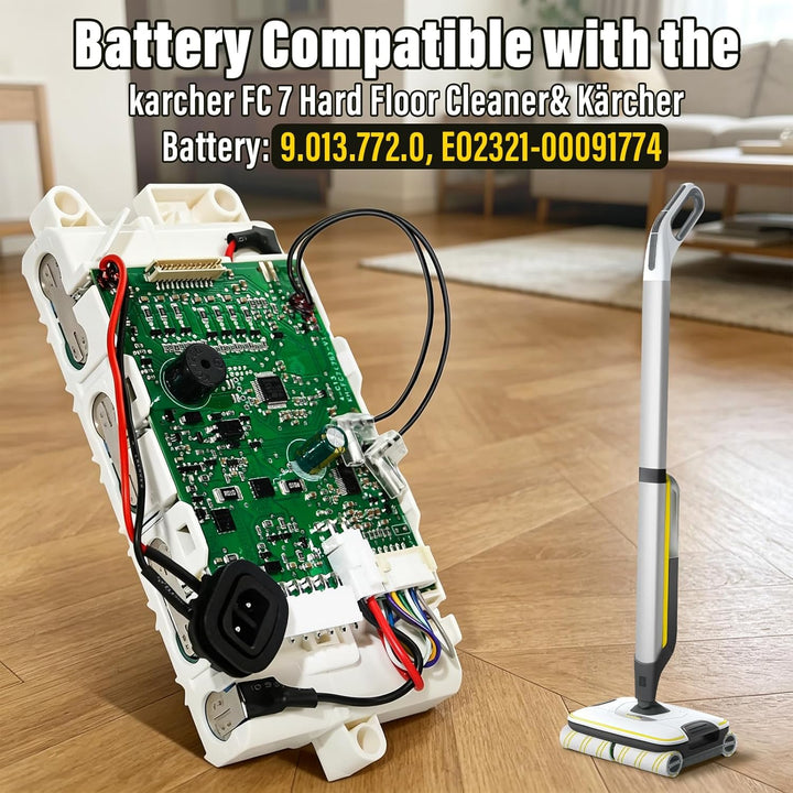 3000mAh 25.2V Akku für Kärcher FC7 Serie Staubsauger | Kompatibel mit Kärcher Staubsauger Akku：9.013