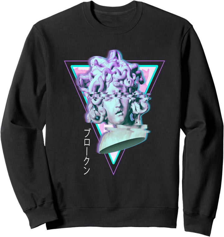 Medusa Glitch Vaporwave Synthwave-Ästhetik Sweatshirt