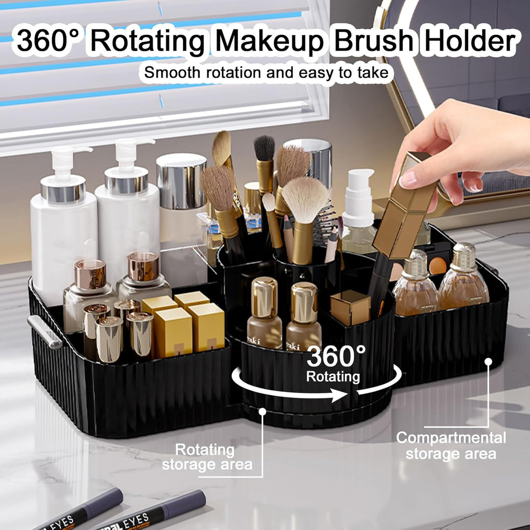 DASITON Make Up Organizer 360° Drehbar Pinsel Organizer, 2-in-1 Kosmetik Organizer mit Griff, Makeup