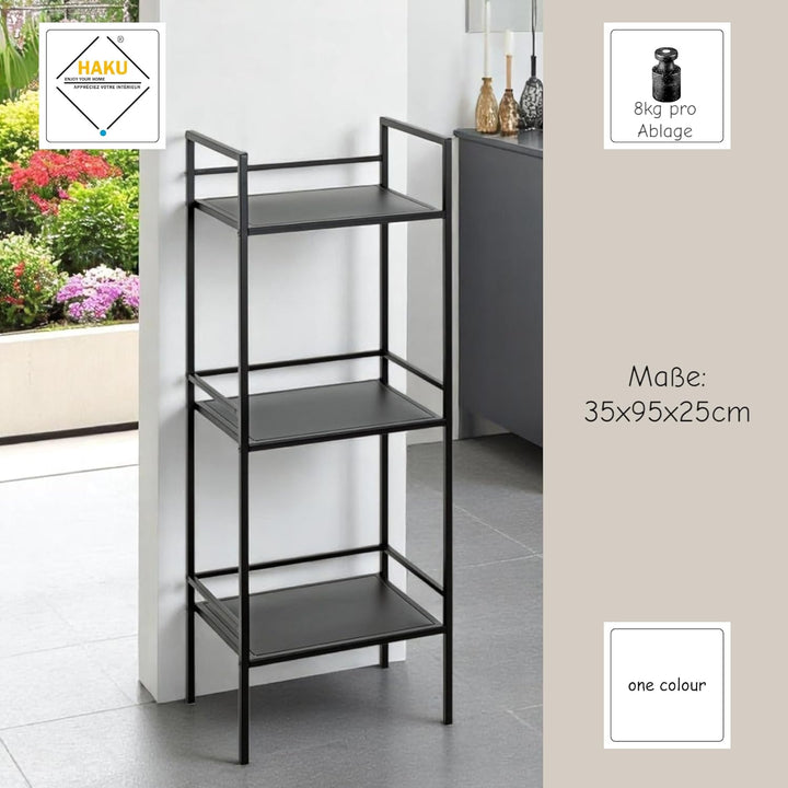 HAKU Möbel Regal, schwarz, Metall - Masse: B 35 x H 95 x T 25 cm, Style: Modern Schwarz B 35 x H 95