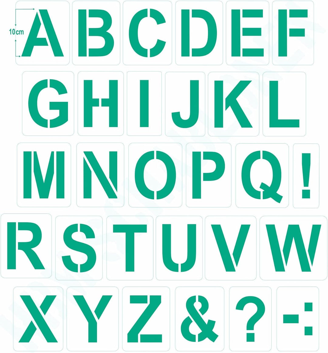 Schablonen Buchstaben gross 10cm hoch • 1 Satz Alphabet A-Z - 26 + 4 Sonderzeichen • Set Nr.04 Buchs