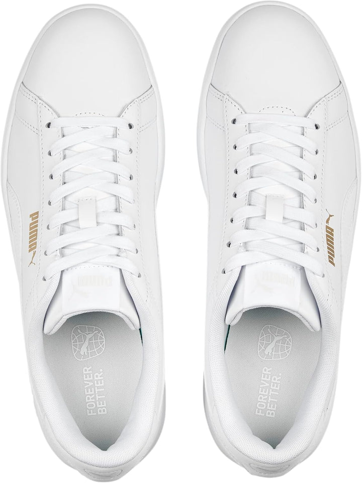 PUMA Unisex Kinder Smash 3.0 L Sneaker 36 EU Puma White Puma White Puma Gold, 36 EU Puma White Puma
