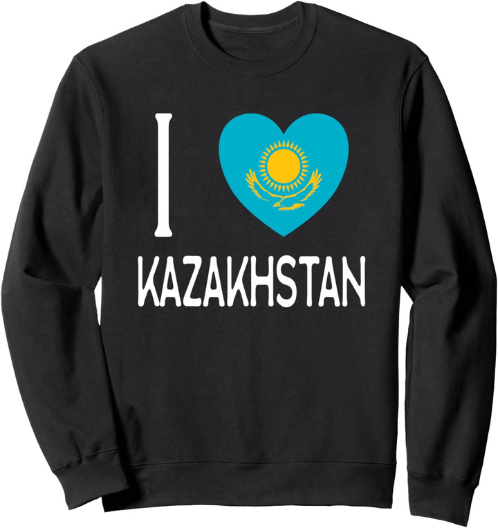 I Love Kasachstan Flagge Adler Wappen CCCP Russland UdSSR Sweatshirt