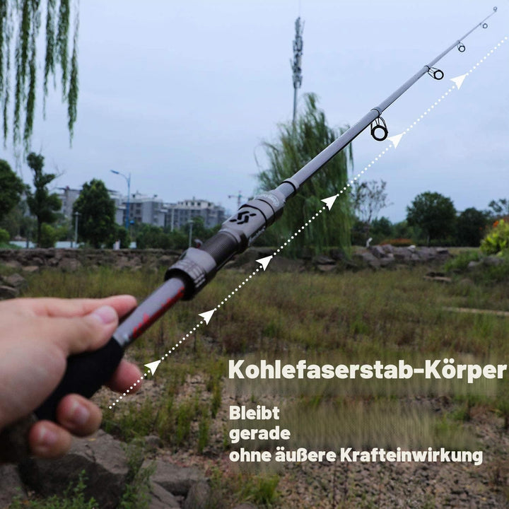 Sougayilang Teleskop-Angelrute 24 Tonnen Kohlefaser, CNC-gefräster Rollensitz, komfortabler Eva-Grif