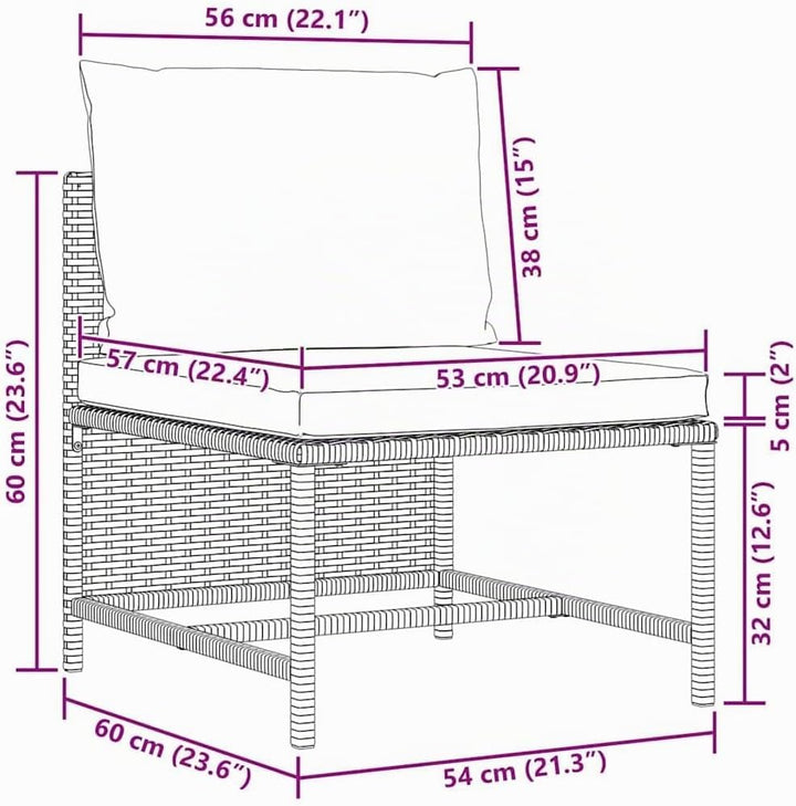 vidaXL Gartensofa 4-Sitzer mit Kissen Mittelsofa Ecksofa Sofa Lounge Gartenset Gartenmöbel Garten Ga