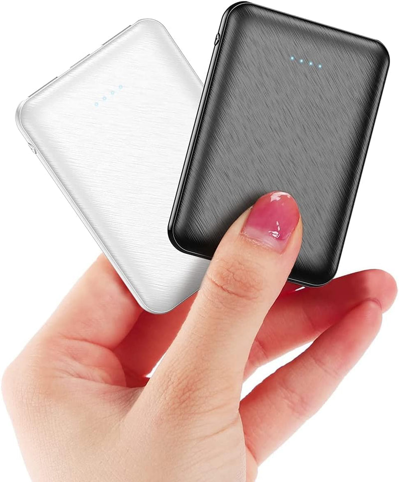 2 Packungen Mini Power Bank Klein Aber Stark 5000mAh Externer Akku,Tragbares Powerbank, Handy Power