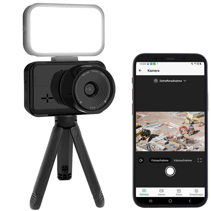 Somikon Zeitraffer Kamera: 4K-WLAN-Zeitrafferkamera, App, 20 m Farb-Nachtsicht, PIR-Sensor, Akku (Ca