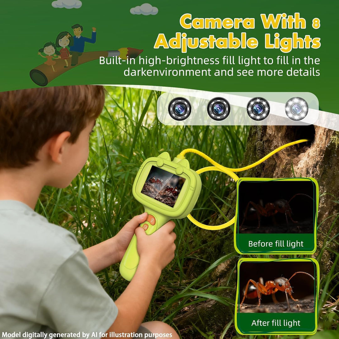 Daxiongmao Endoscope Camera for Children, 1080P Pädagogisches Wissenschafts-Erkundungsspielzeug Set,