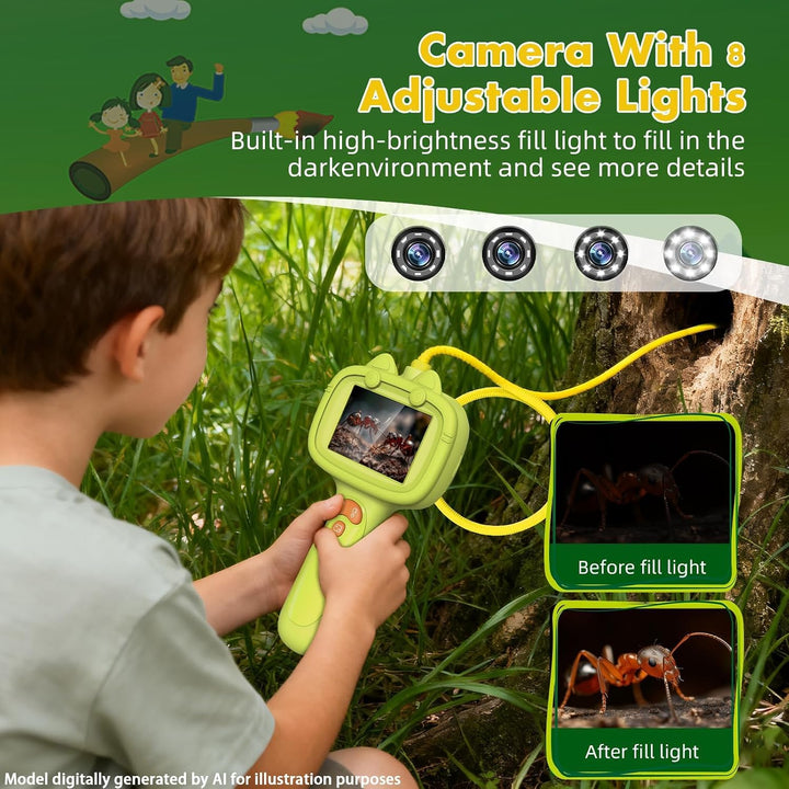 Daxiongmao Endoscope Camera for Children, 1080P Pädagogisches Wissenschafts-Erkundungsspielzeug Set,
