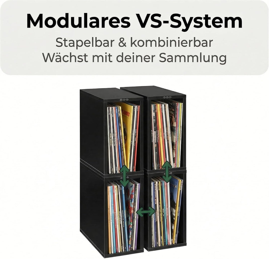 Zomo VS-Box 50 Schallplattenregal aus MDF Holz, Vinyl Aufbewahrung für 12-Zoll LPs, stapelbar, offen