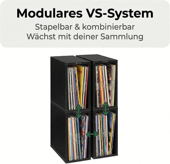 Zomo VS-Box 50 Schallplattenregal aus MDF Holz, Vinyl Aufbewahrung für 12-Zoll LPs, stapelbar, offen