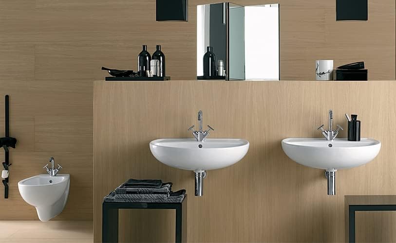 VBChome Aufsatzwaschbecken 60x45 cm Weiss Aufsatzwaschbecken mit Loch mit Überlauf EIN Waschbecken z