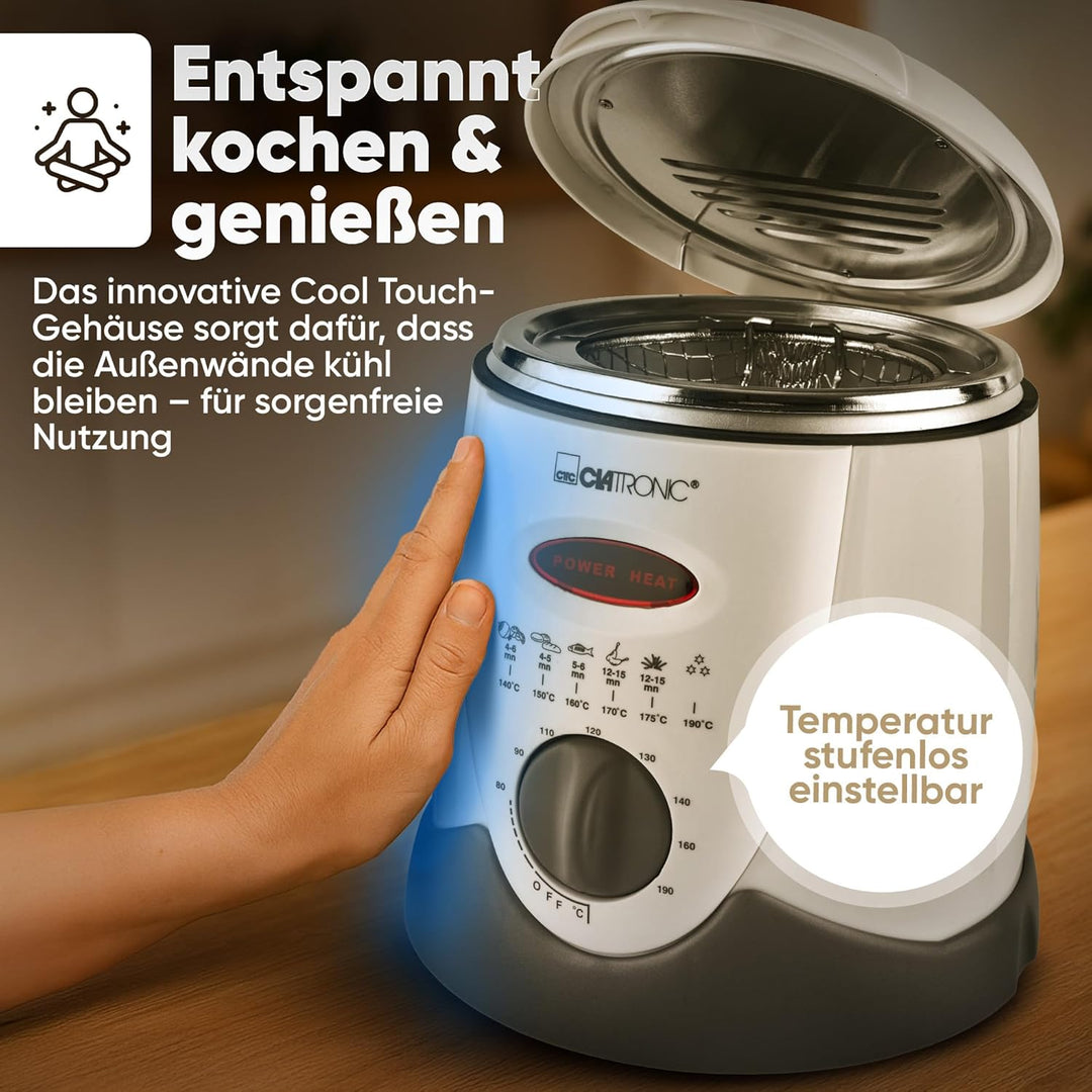 Clatronic Fondue-Fritteuse FFR 2916, 2in1 Benutzung, Bedienfeld mit Kontrolldisplay, 6 Fonduegabeln,