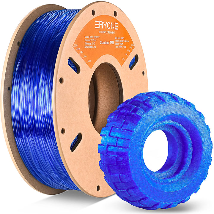 ERYONE TPU Filament 1.75mm, 3D Drucken Filament TPU, 0.5kg 1 Spool, Transparent Blue 0.5kg-e-Transpa