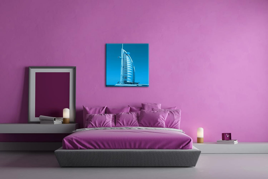 deyoli gigantisches Gebäude in Dubai Format: 40x40 Effekt: Monocrome Blau als Leinwandbild, Motiv fe