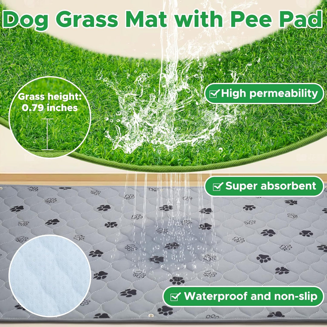 50X73CM 2-in-1 Pinkelmatte für Hunde Hundeklo Hundetoilette Welpentoilette mit Kunstrasen Hundeklo f