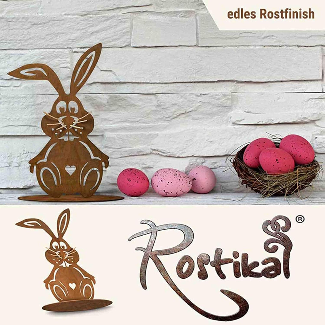Rostikal Osterhase Gartendeko Rost 22 x 15,5 cm – Frühling Dekoration für Garten & Wohnzimmer, Vinta