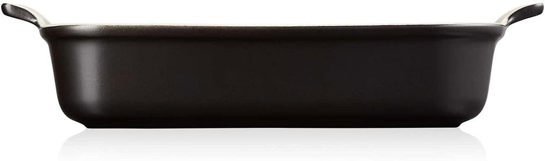 Le Creuset Rechteckige Auflaufform Tradition aus Steinzeug, 32 cm, 2.31 kg, Schwarz matt, 7110232000