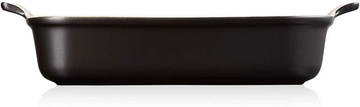 Le Creuset Rechteckige Auflaufform Tradition aus Steinzeug, 32 cm, 2.31 kg, Schwarz matt, 7110232000