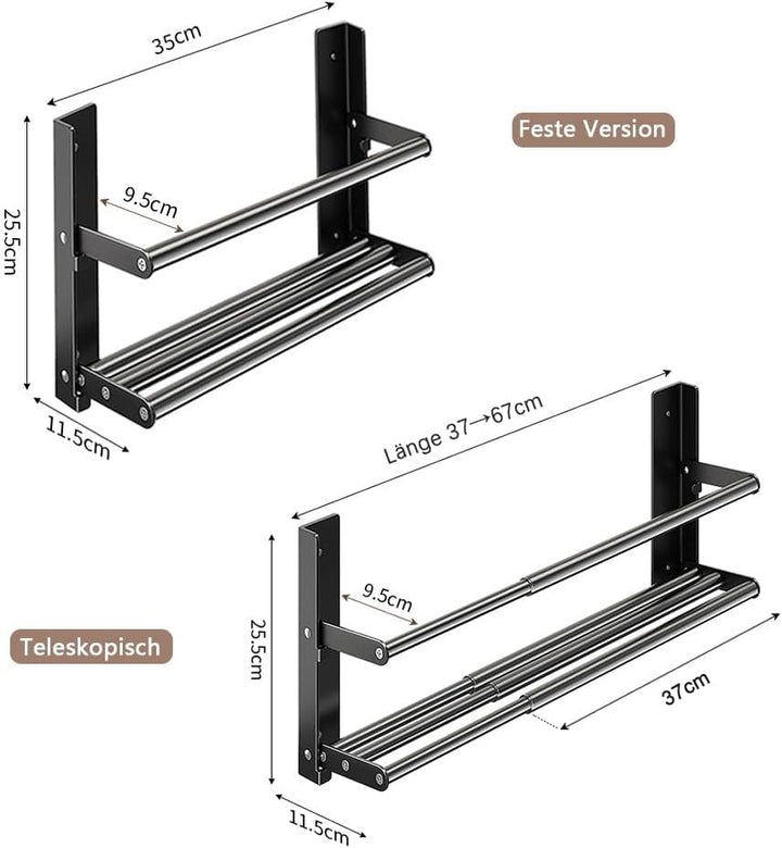 Schuhregal Wand Metall 2 Ebenen,37-67cm Ausziehbar Schuhhalter Wand,Schuhregale Schmal hängend Schuh