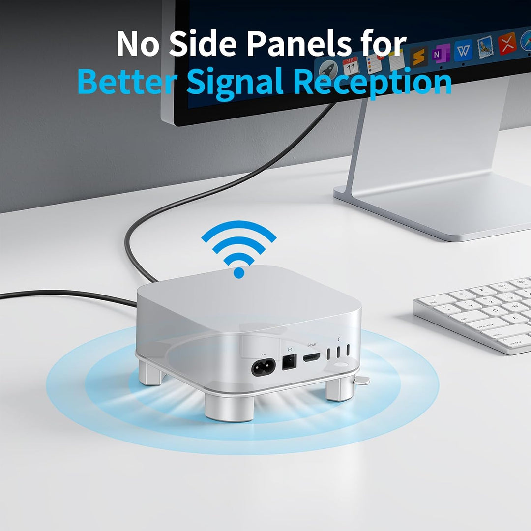 OMOTON Aluminium Ständer für Mac mini M4/M4 Pro, Leicht Erreichbarer Einschaltknopf, Belüftung & Küh