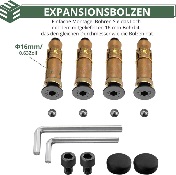 EYPINS Bodenanker/Wandanker mit Diebstahlschutz, einklappbar Befestigungsanker, Bügelstärke Ø 14mm–