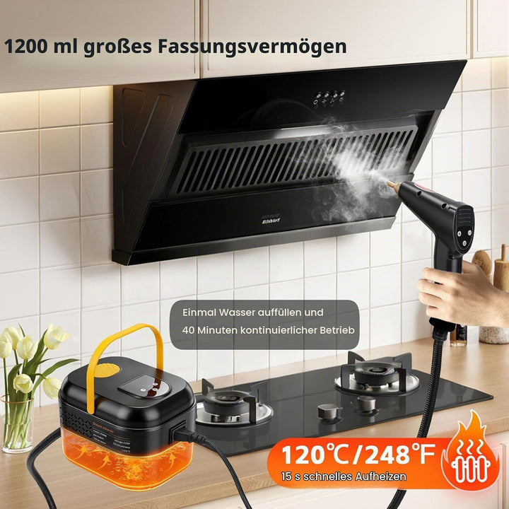 Dampfreiniger, 1500W Dampfreiniger Handgerät, Tragbarer Hochdruck Dampfreiniger mit 1200ml Wassertan