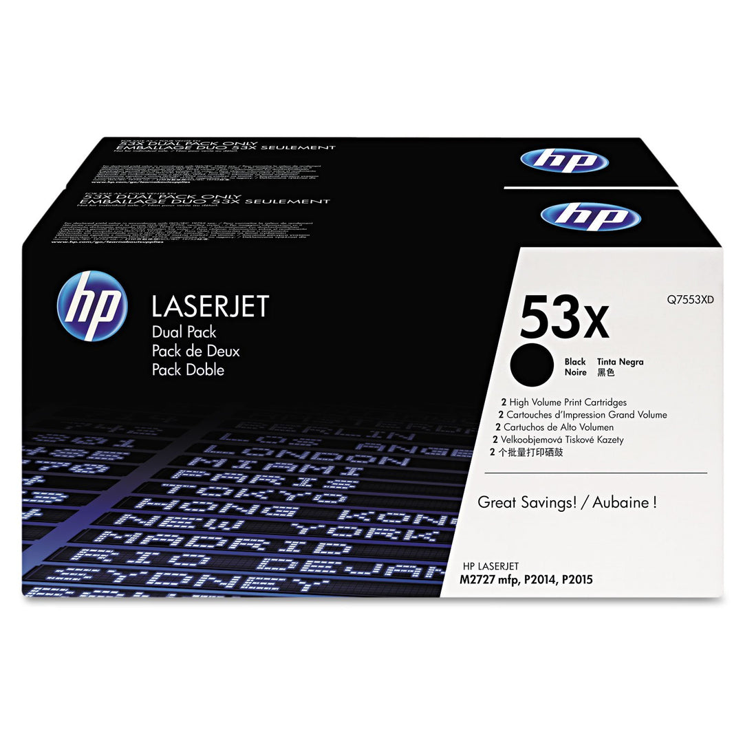 HP 53X 2er-Pack (Q7553XD) Schwarz Original Toner mit hoher Reichweite für HP Laserjet P2014, P2015,