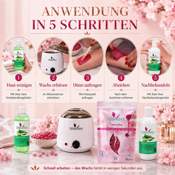 Dermawax Vegan Hartwachs Waxing Perlen zur Haarentfernung Brazilian Waxing Gesicht Intim Beine Bikin