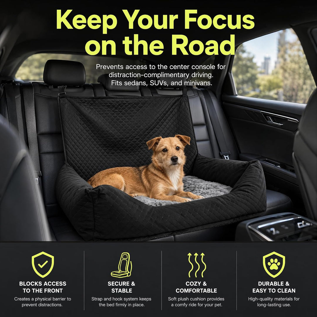 Hunde Autositz für Grosse Hunde Hundesitz Auto Rückbank 90x56x48cm mit Sicherheitsgurten Waschbarer