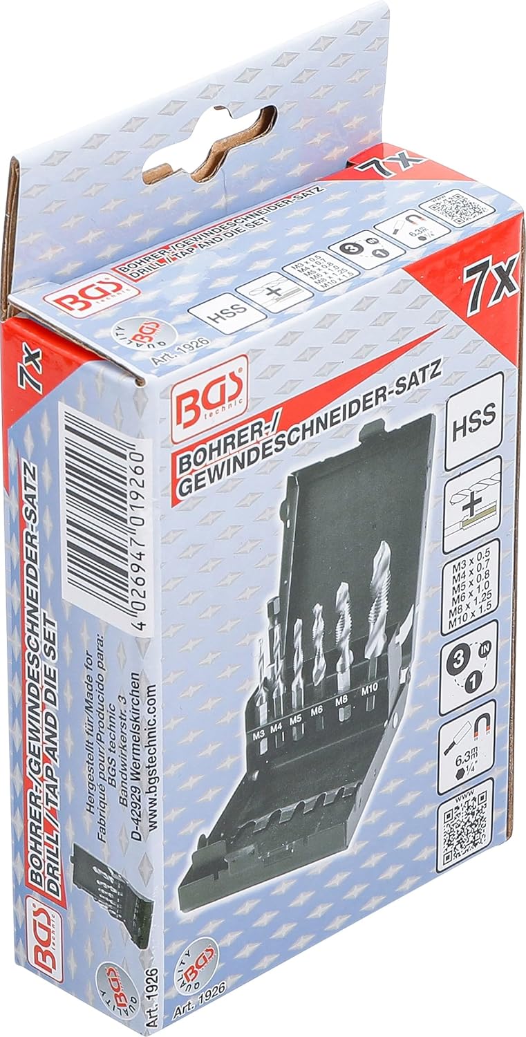 BGS 1926 | Bohrer-/ Gewindeschneider-Satz | HSS-G | 7-tlg., Satz