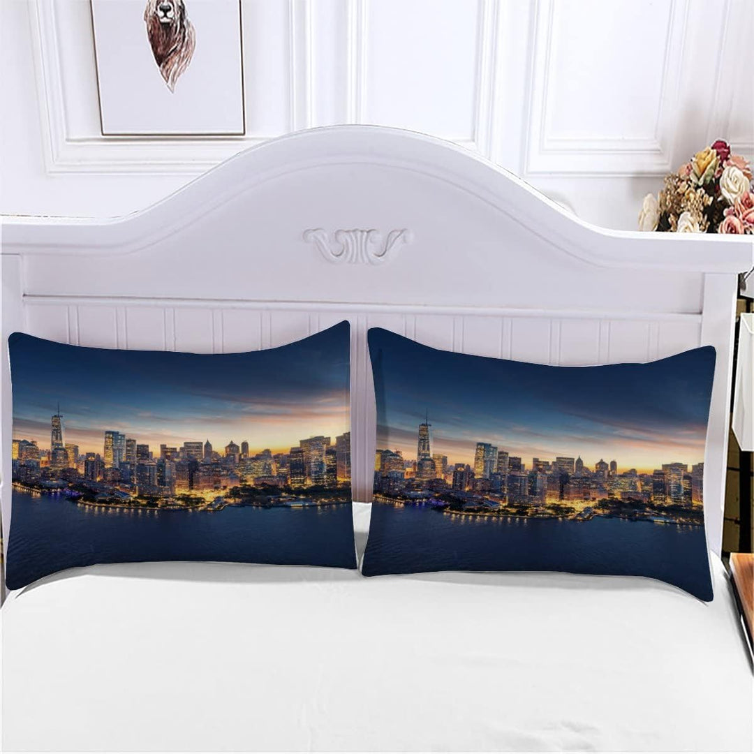 Skyline Von New York Bettwäsche 135×200 Weiche Mikrofaser 3d Druck Stadt-Landschaft Bettbezug mit Re