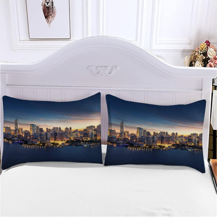 Skyline Von New York Bettwäsche 135×200 Weiche Mikrofaser 3d Druck Stadt-Landschaft Bettbezug mit Re