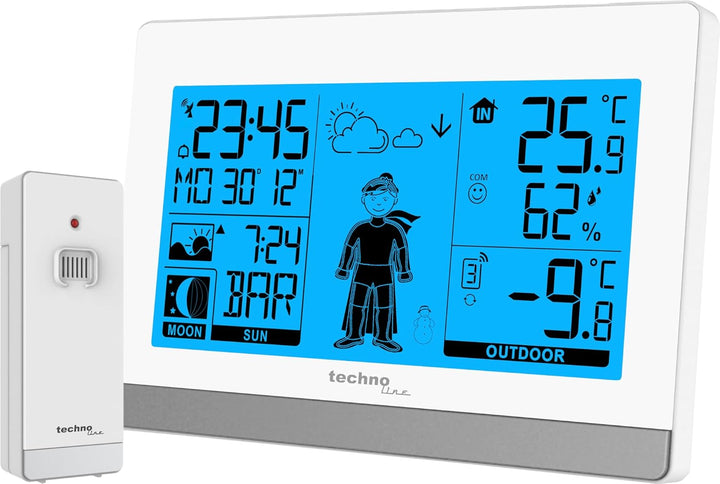 Technoline WS9612 in weiss, mit Innen- und Aussentemperatur, Wettervorhersage, Funkuhr WS9612 weiss,