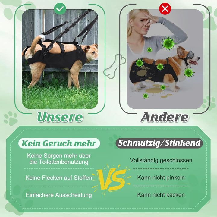 Hunde-Hebegeschirr, Tragehilfe für Hunde, Stützgeschirr mit verstellbaren Griffen und atmungsaktivem