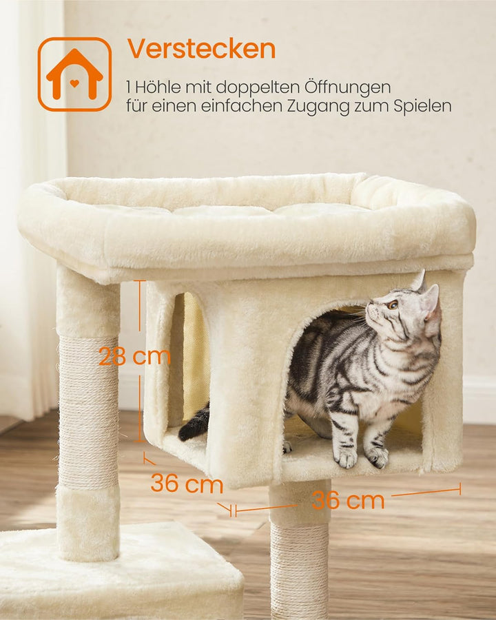 Feandrea Kratzbaum, 84 cm Katzenbaum, L, Katzenhaus für grosse Katzen bis zu 7 kg, grosse Plattform,