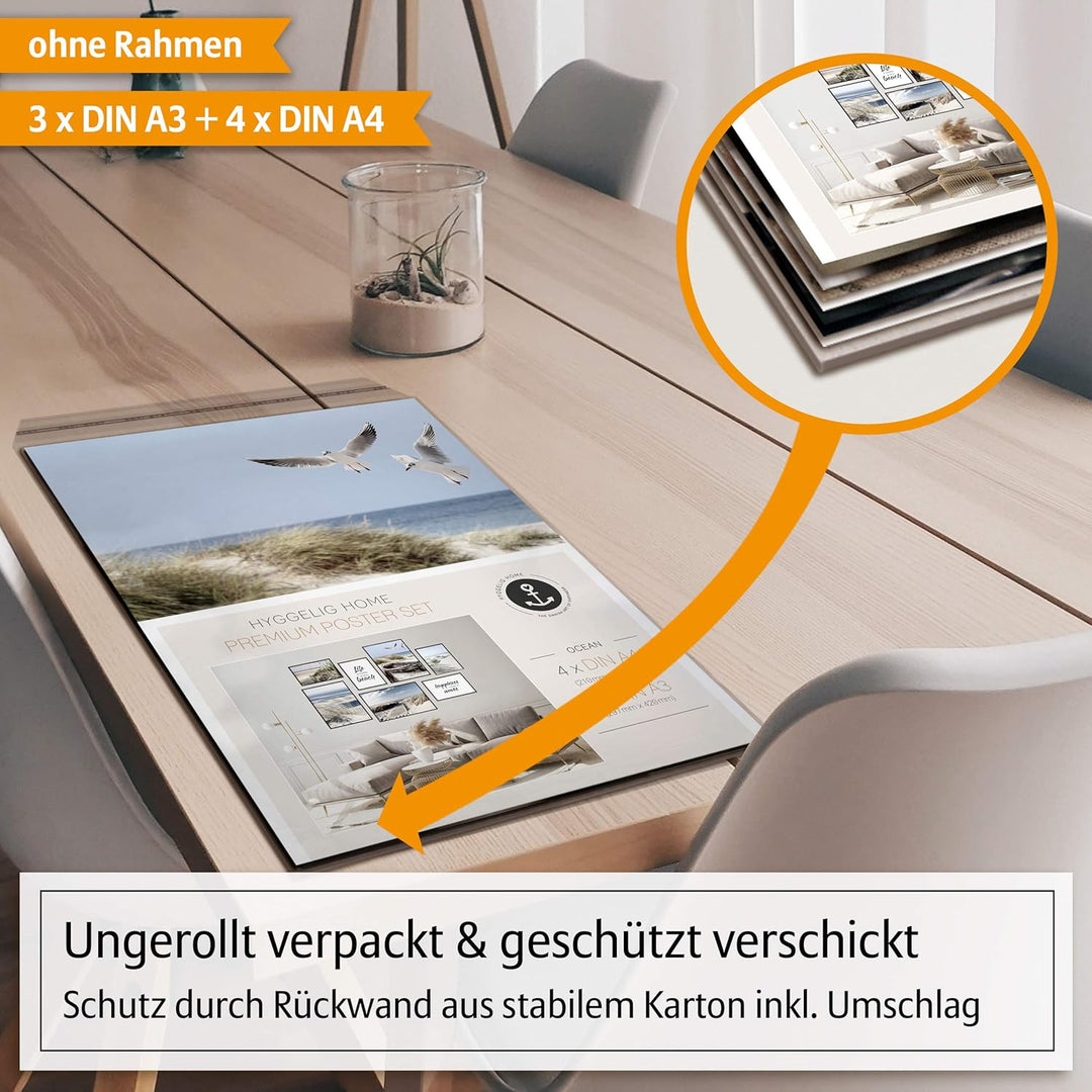 Hyggelig Home Premium Poster Set - 7 passende Bilder im stilvollen Set - Collage Bild Wand Deko - Se