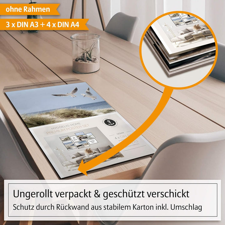 Hyggelig Home Premium Poster Set - 7 passende Bilder im stilvollen Set - Collage Bild Wand Deko - Se