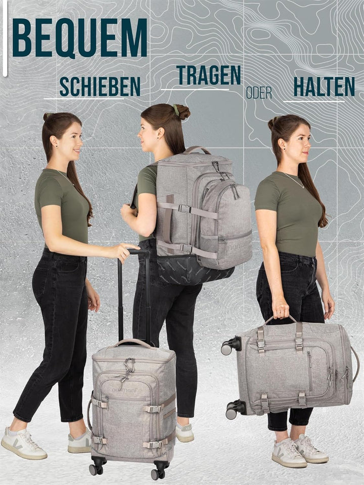 normani Reiseset Trolley mit Rucksackfunktion und kleiner Rucksack - 38 L Reisetrolley + 5 L Backpac