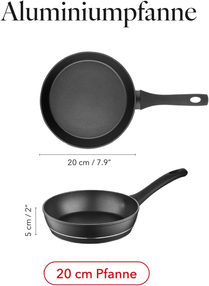 FLORINA Aluminium Bratpfanne 20 cm Durchmesser I Universalpfanne DELUX Antihaftbeschichtet I Anti-Kr