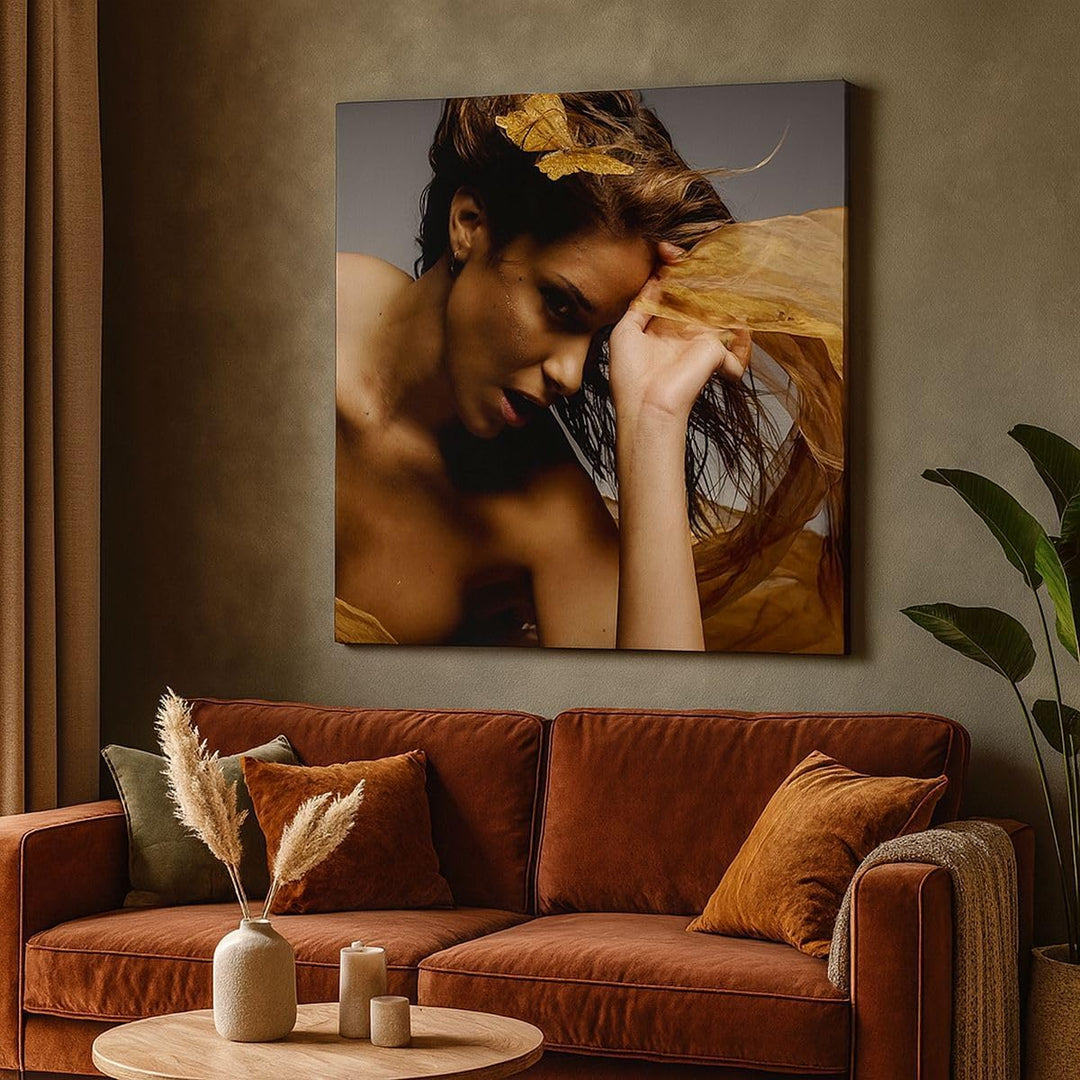 Bilder auf Leinwand Frau Pose Tanzen Leinwandbild mit Rahmen 60x60cm Wandbilder Dekoration Wohnzimme